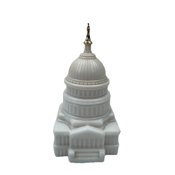 Vintsge Avon Milk Glass Bottle The Capitol After Shave Cologne Collectible - Picture 1 of 10